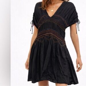 Free People Love on the Run Black Mini Dress